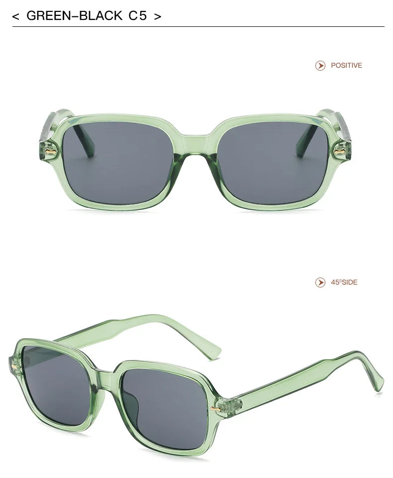 JNPCXI Fashion Square Women Luxury Sunglasses Retro Rivets Men Orange Lens Shades UV400 Sun Glasses