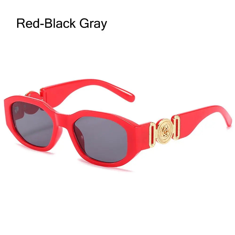 Summer Y2K Sun Glasses Irregular Sunglasses with Metal Rose Design Vintage Shades UV Protection Women Men Thick Frame Glasses