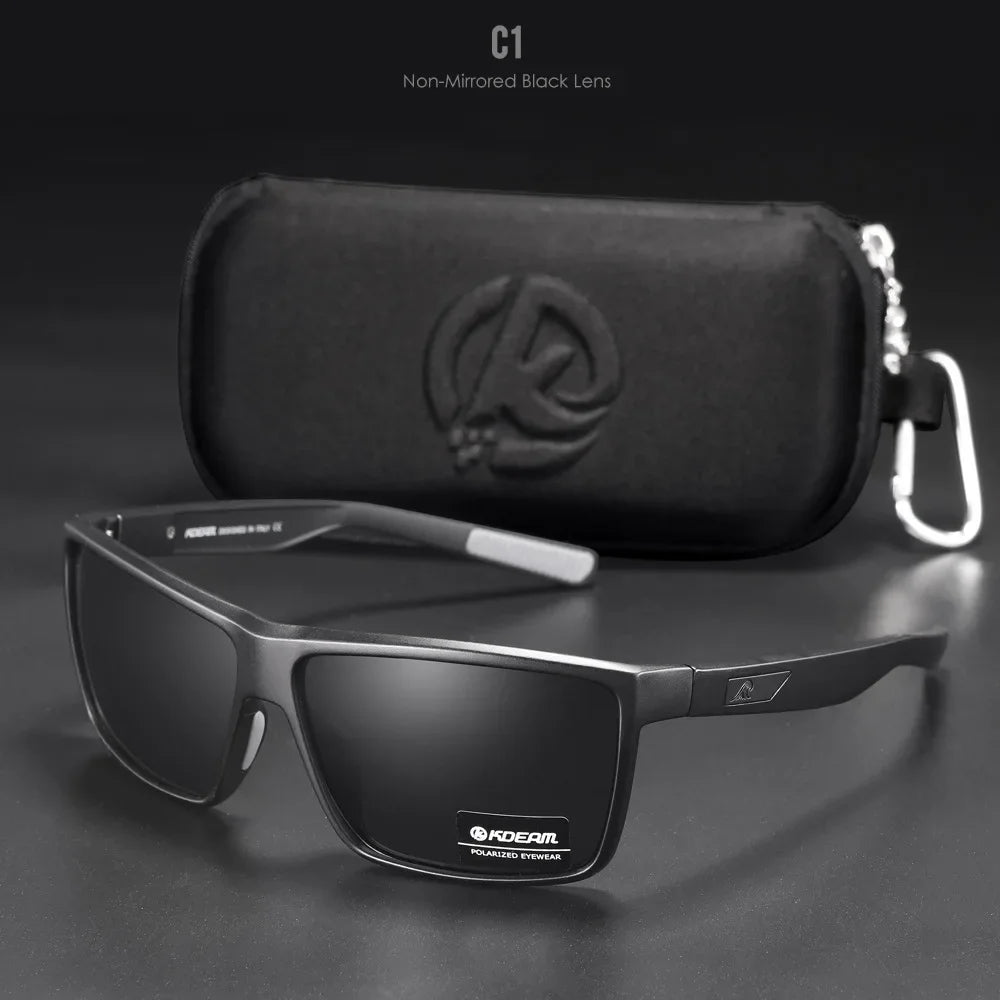 2025 KDEAM Brand Square Glasses Men's Driving Polarized Sunglasses Outdoor Travel Fashion Sunglass Silicone Nose Support UV400