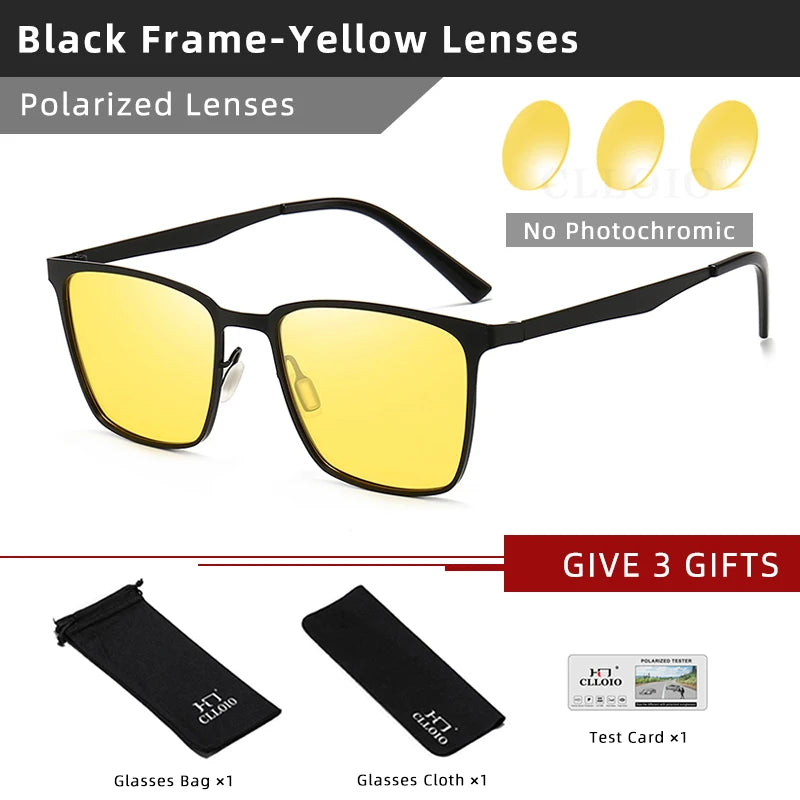 Square Photochromic Polarized Sunglasses For Men Women