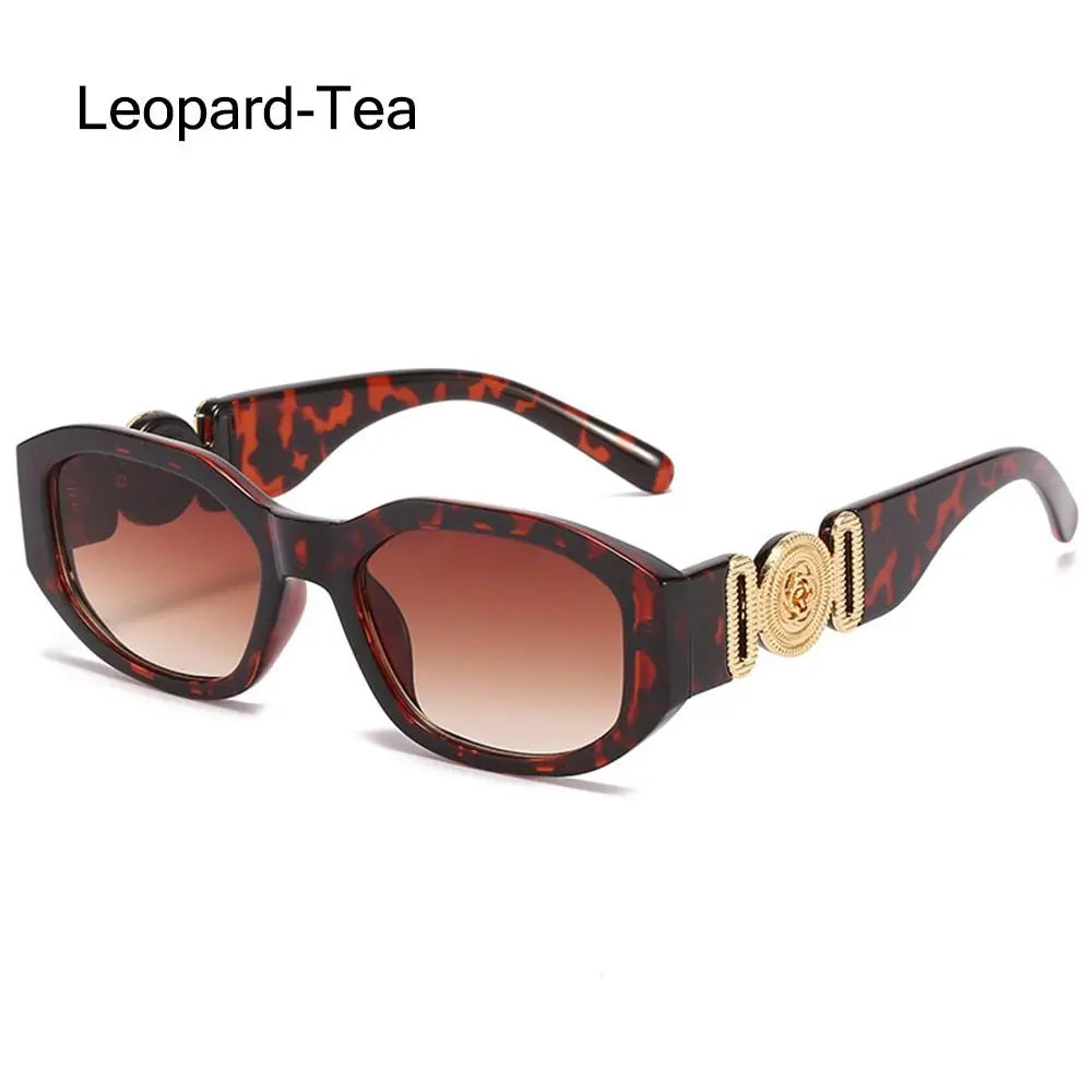 Summer Y2K Sun Glasses Irregular Sunglasses with Metal Rose Design Vintage Shades UV Protection Women Men Thick Frame Glasses