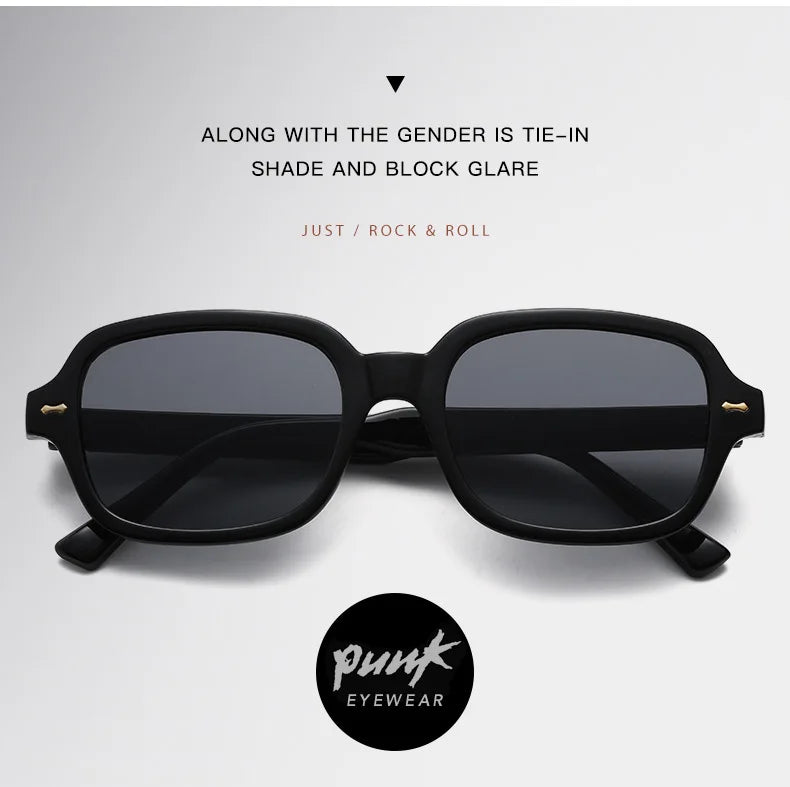 JNPCXI Fashion Square Women Luxury Sunglasses Retro Rivets Men Orange Lens Shades UV400 Sun Glasses