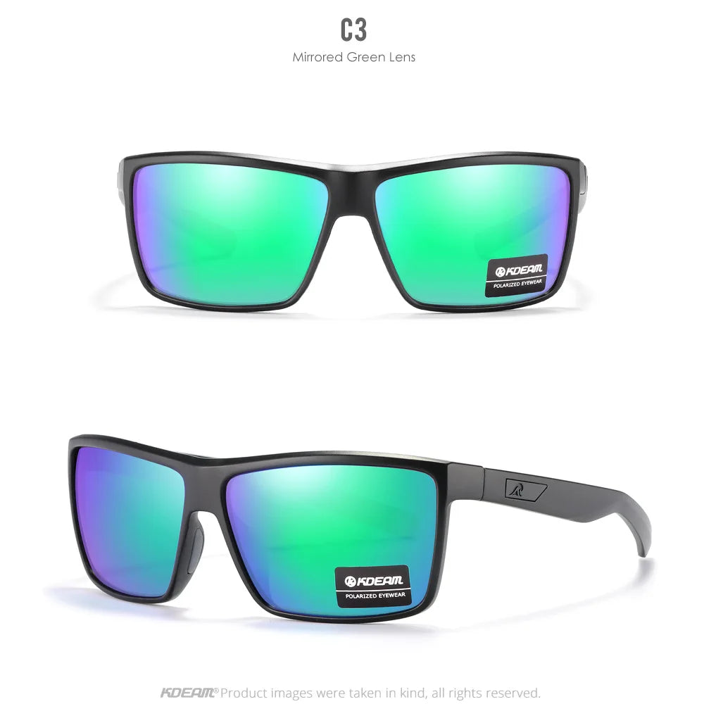 2025 KDEAM Brand Square Glasses Men's Driving Polarized Sunglasses Outdoor Travel Fashion Sunglass Silicone Nose Support UV400