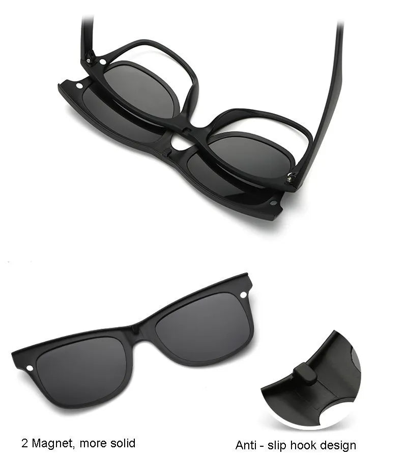 6 In 1 Custom Men Women Polarization Optical Magnetic Sunglasses Clip Magnet Clip on Sunglasses Clip on Sun Glasses Frame