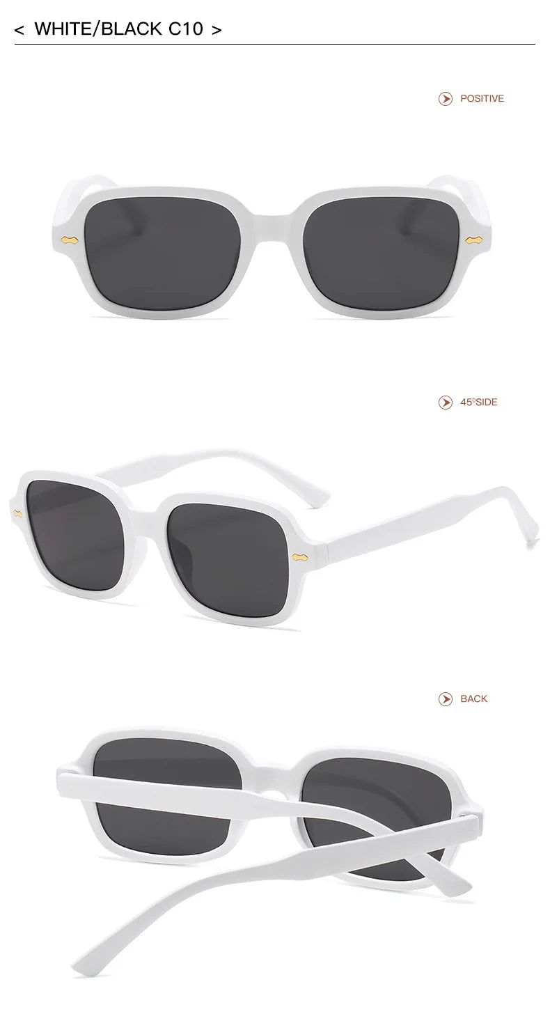 JNPCXI Fashion Square Women Luxury Sunglasses Retro Rivets Men Orange Lens Shades UV400 Sun Glasses