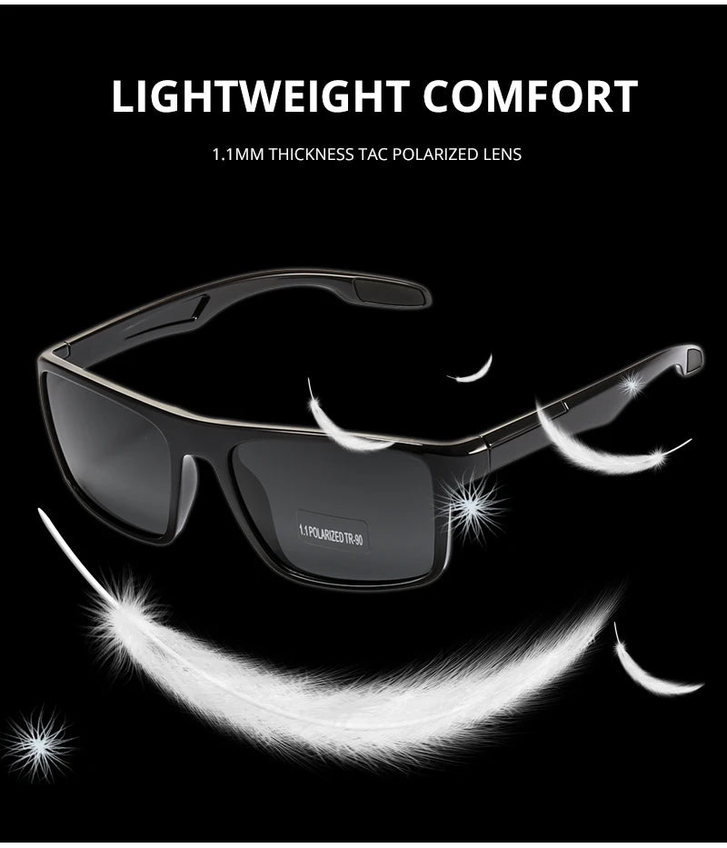 KDEAM Rectangular Ultra Light TR90 Sunglasses Men Polarized TAC 1.1mm Thickness Lens Driving Sun Glasses Women Sports Cat.3