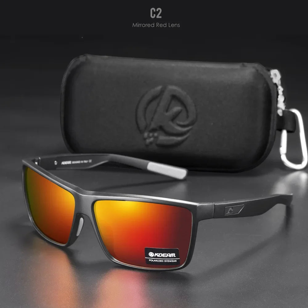 2025 KDEAM Brand Square Glasses Men's Driving Polarized Sunglasses Outdoor Travel Fashion Sunglass Silicone Nose Support UV400