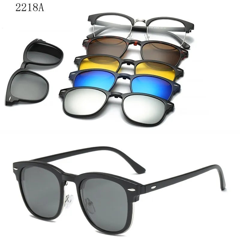 6 In 1 Custom Men Women Polarization Optical Magnetic Sunglasses Clip Magnet Clip on Sunglasses Clip on Sun Glasses Frame