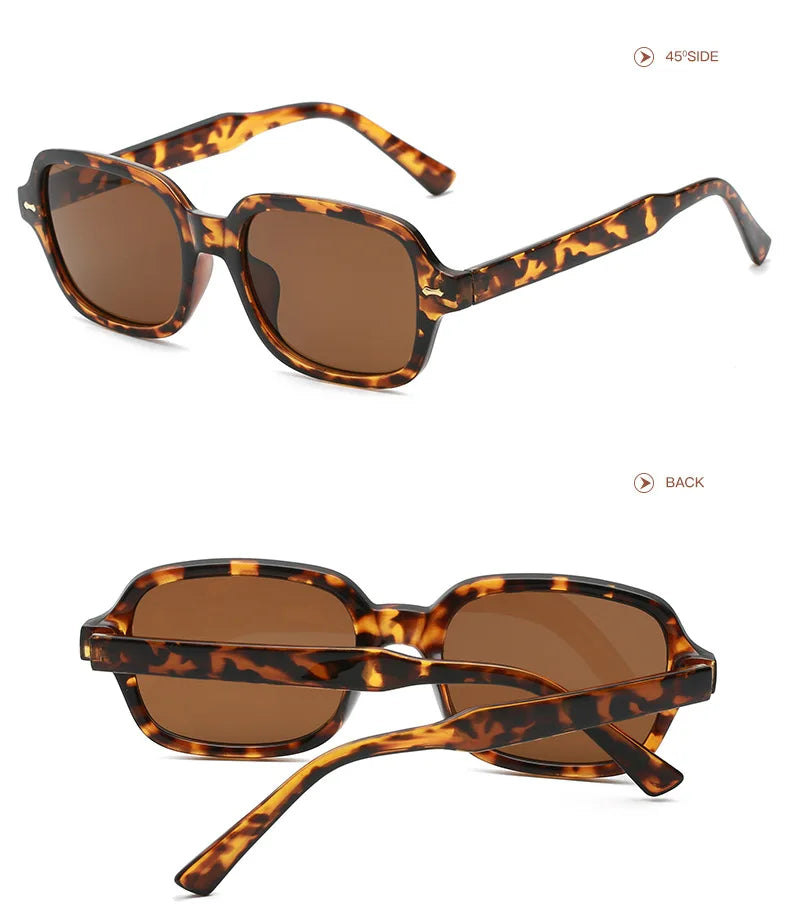 JNPCXI Fashion Square Women Luxury Sunglasses Retro Rivets Men Orange Lens Shades UV400 Sun Glasses