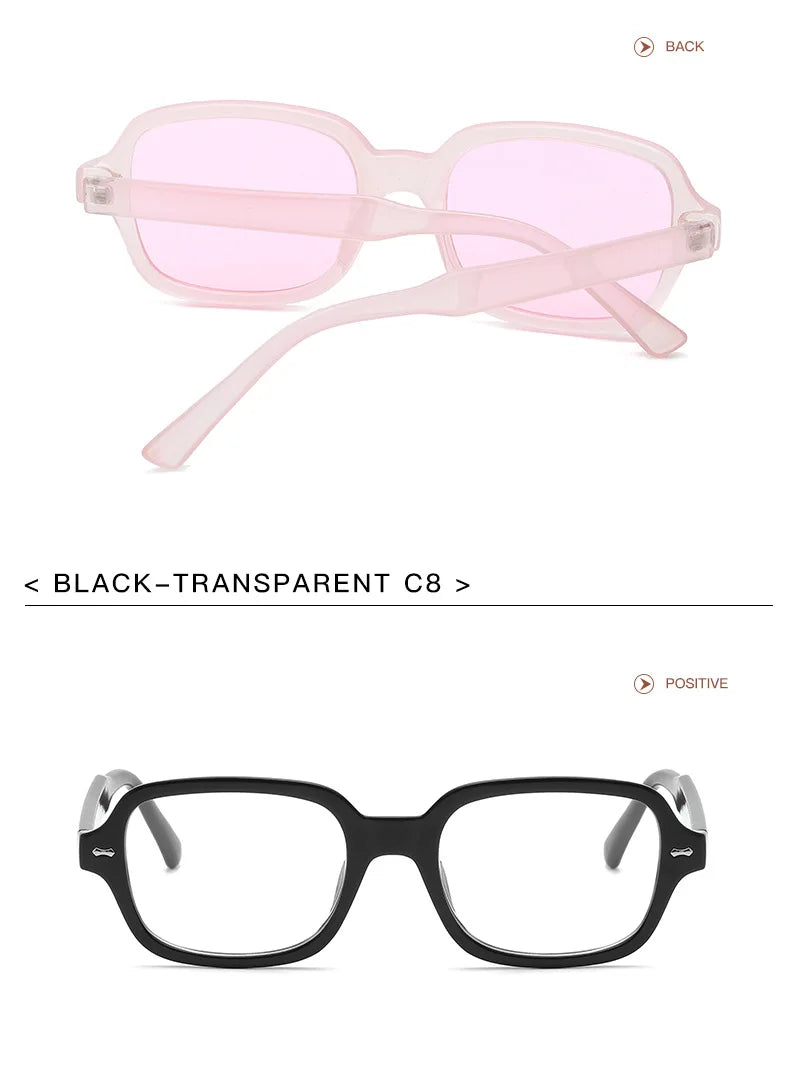 JNPCXI Fashion Square Women Luxury Sunglasses Retro Rivets Men Orange Lens Shades UV400 Sun Glasses