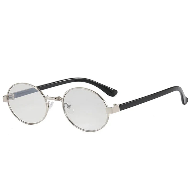 JNPCXI New Vintage Small Metal Oval Women Sunglasses Fashion Clear Gradient Shades UV400 Men Punk Sun Glasses