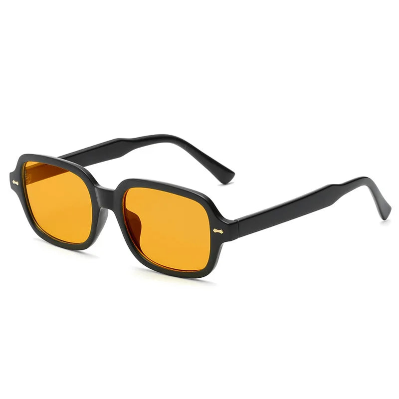 JNPCXI Fashion Square Women Luxury Sunglasses Retro Rivets Men Orange Lens Shades UV400 Sun Glasses