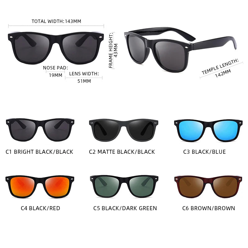 2140 Classic Square Polarized Sunglasses Men Women Retro Black Sun Glasses Male Fashion Summer Anti Glare Driving Shades