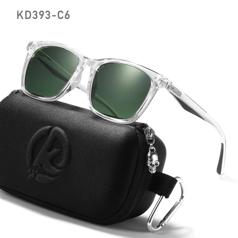 KDEAM Men's Square Sunglasses Polarized Lens TR90 Material Frame Spring Stainless Steel Hinges Fishing Sun Glasses KD393