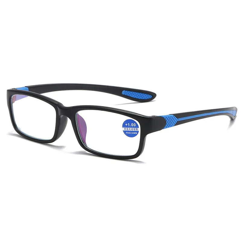Reading Glasses For Men Women Sports Anti-blue Light Reading Eyewear Black Red TR90 Frame Presbyopia Eyeglasses +100 to+400