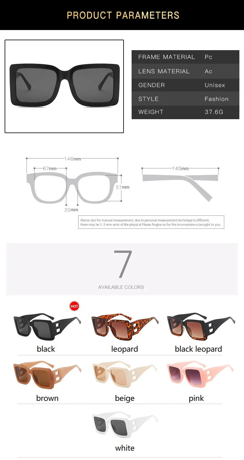Oversized Square Sunglasses Women Fashion 2024 New Vintage Big Frame Shades Men Sun Glasses UV400 Eyewear Oculos Gafas De Sol
