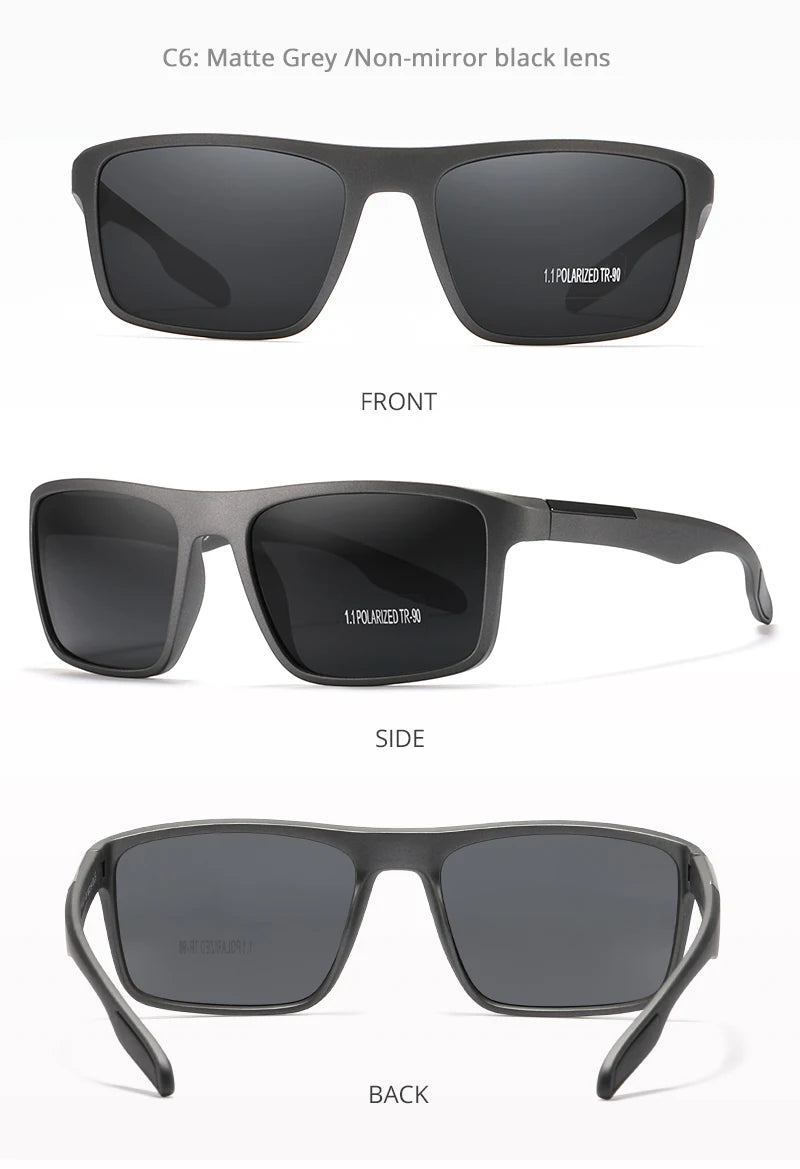KDEAM Rectangular Ultra Light TR90 Sunglasses Men Polarized TAC 1.1mm Thickness Lens Driving Sun Glasses Women Sports Cat.3