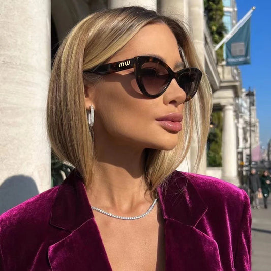 Ruiao fashion sunglasses cat eye shapes women uv 400 men luxury brand designer high quality letter sun glasses girl eyewear