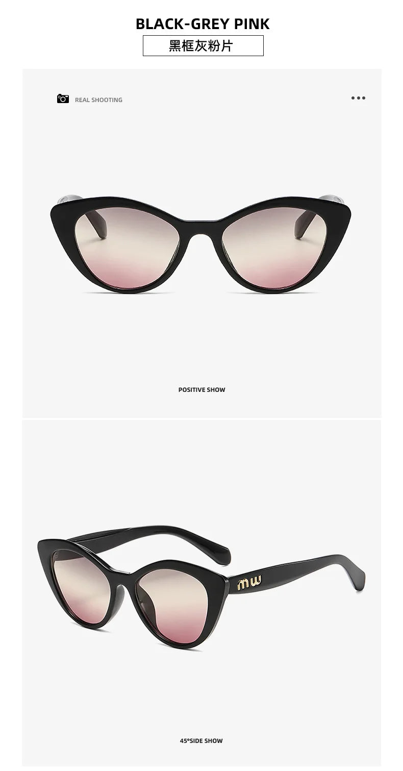 Ruiao fashion sunglasses cat eye shapes women uv 400 men luxury brand designer high quality letter sun glasses girl eyewear