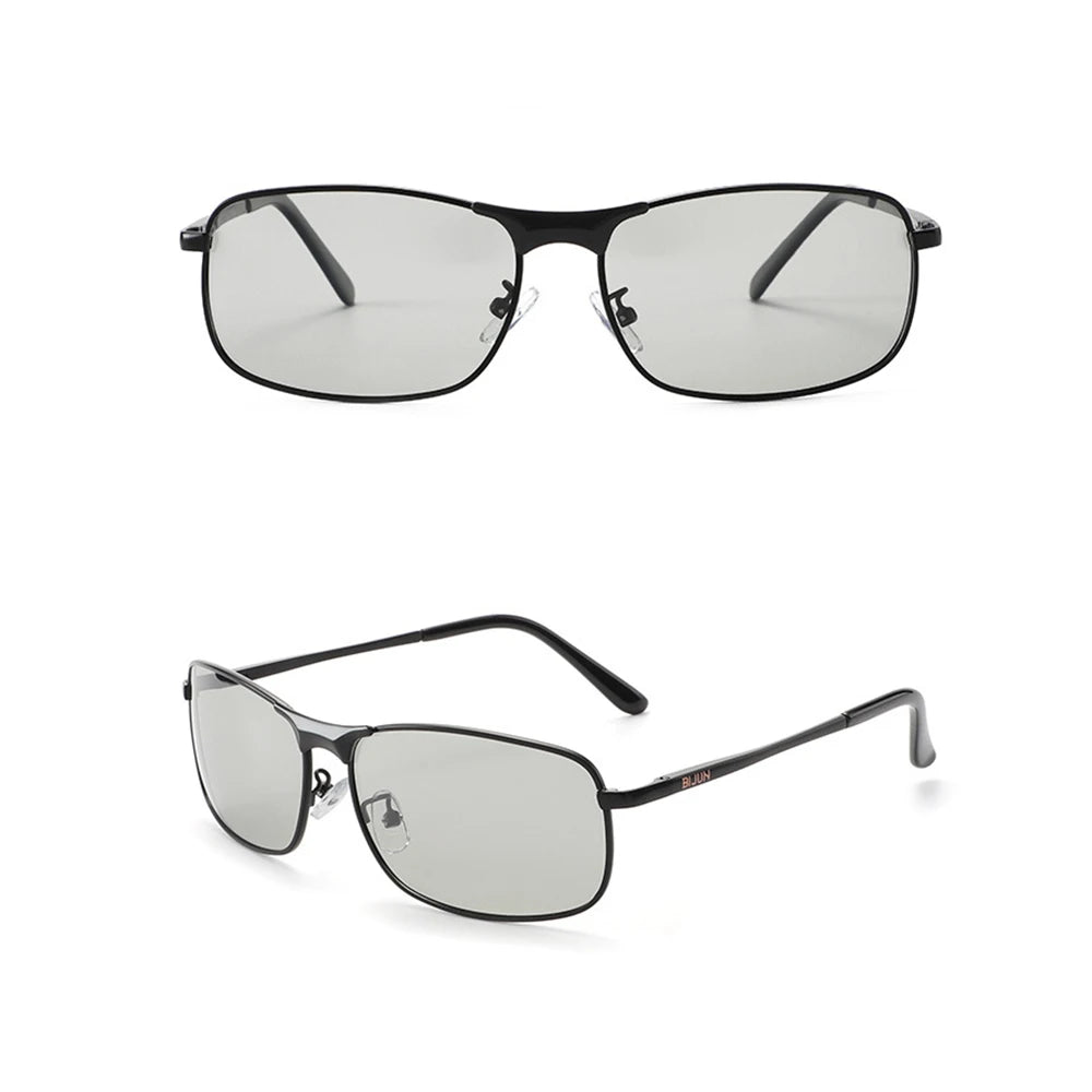 KLASSNUM Photochromic Sunglasses Men Vintage Metal Frame Polarized Sun Glasses For Male Night Vision Women Driving Sunglasses