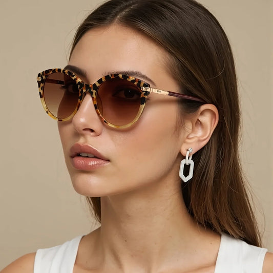 2025 New In Sunglasses for Women Fashion Leopard Print Round Frame Glasses Modern and Minimalist Style Women's Glasses