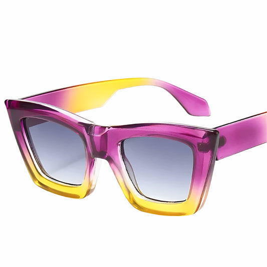 JNPCXI Vintage Cat Eye Double Color Women Luxury Sunglasses Shades UV400 Fashion Gradient Men Sun Glasses