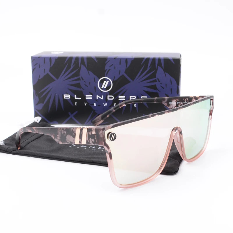 Mixed Blue Mirror Sunglasses Men's Polarized UV Lens Glasses Retro Fashion Square Blender Men's Sunglasses 68009: with box