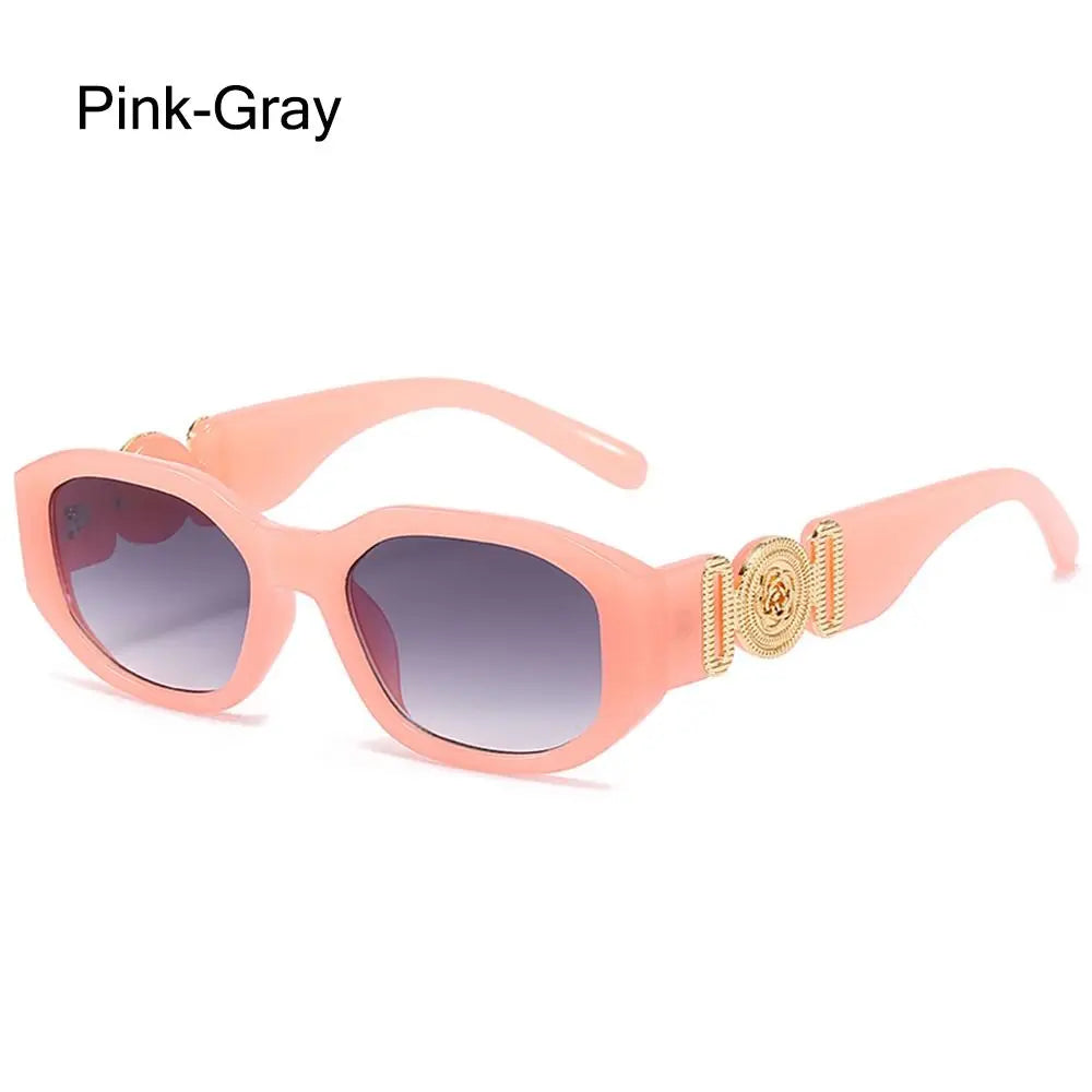 Summer Y2K Sun Glasses Irregular Sunglasses with Metal Rose Design Vintage Shades UV Protection Women Men Thick Frame Glasses