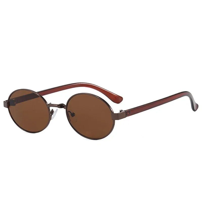 JNPCXI New Vintage Small Metal Oval Women Sunglasses Fashion Clear Gradient Shades UV400 Men Punk Sun Glasses
