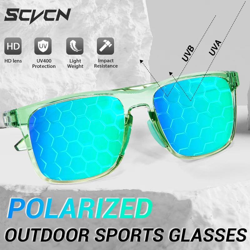 SCVCN Polarized Cycling Sunglasses Outdoor Fishing Sunglasses UV400 Sports Running Glasses Men MTB Cycling Glasses