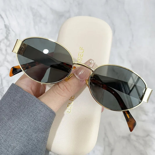 Luxury Metal Oval Sunglasses for Men Women Classic Vintage Driving Sunscreen Glasses Outdoor Unisex Sunglasses Shades UV400