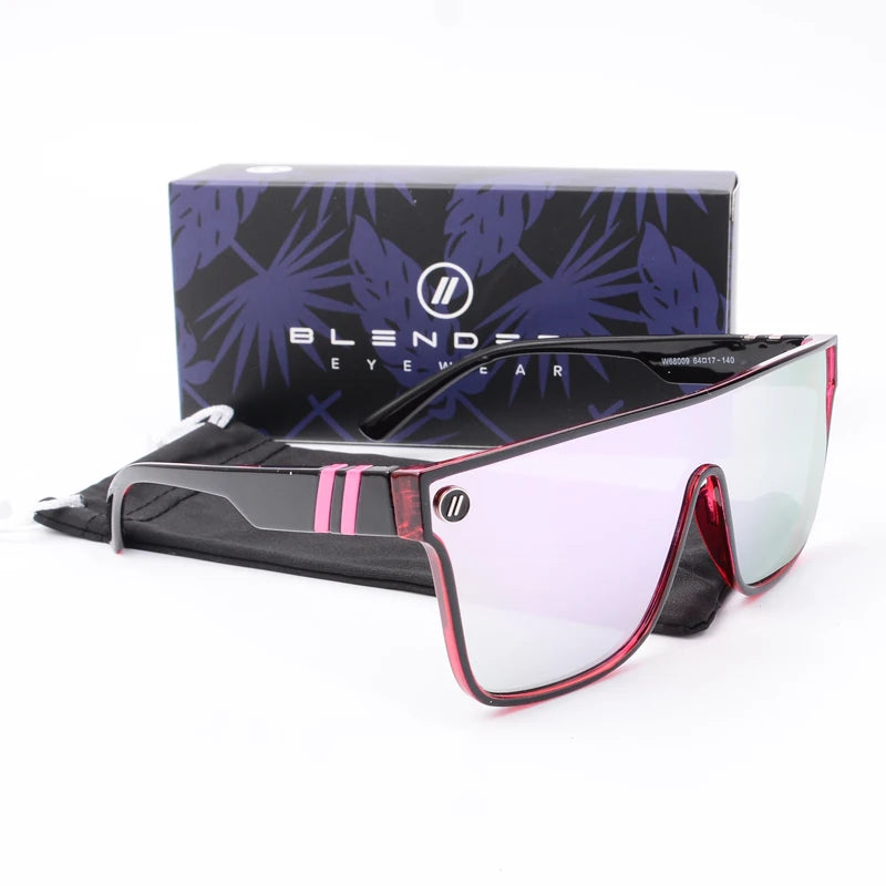 Mixed Blue Mirror Sunglasses Men's Polarized UV Lens Glasses Retro Fashion Square Blender Men's Sunglasses 68009: with box